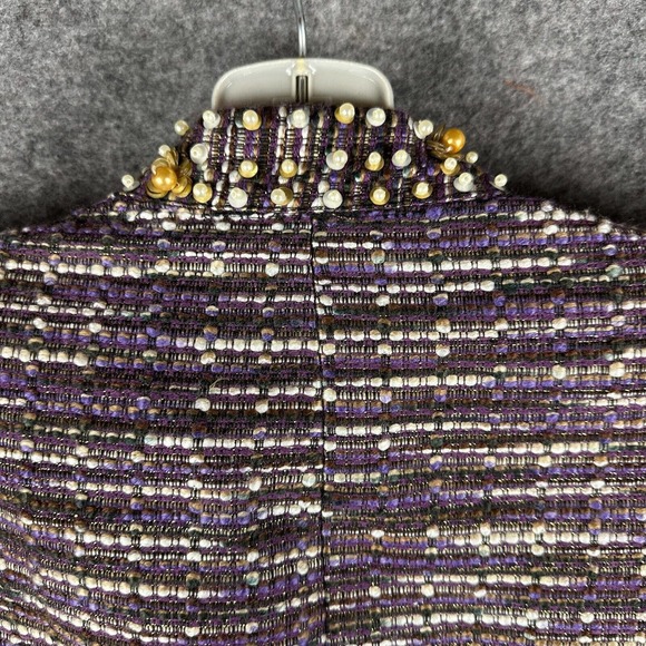 LANE BRYANT Blazer Womens 18 Purple Long Sleeve‎ Striped Embellished Open Front - Picture 11 of 14